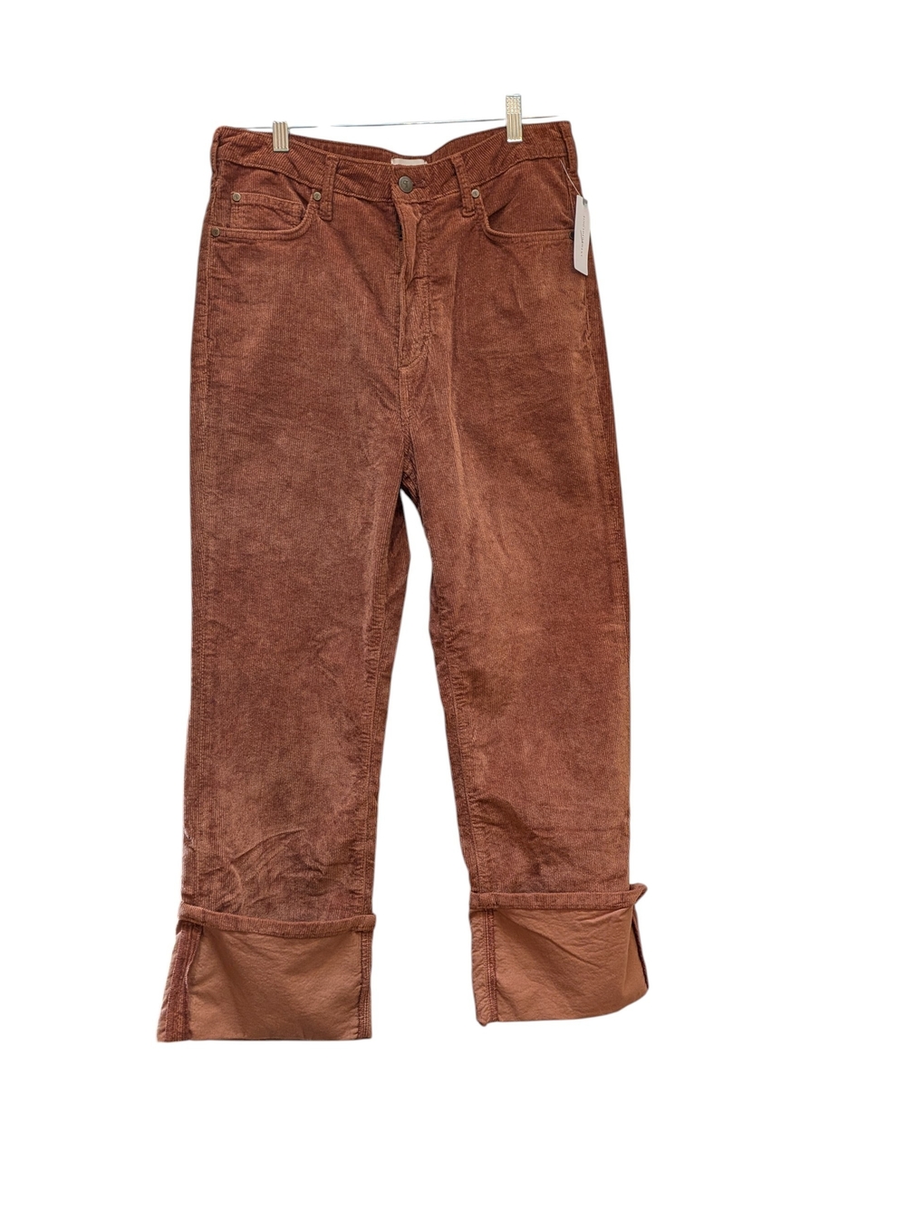 Pilcro Brown Corduroy Pants With Wide/Straight Leg And Cuff Bottom Size 30